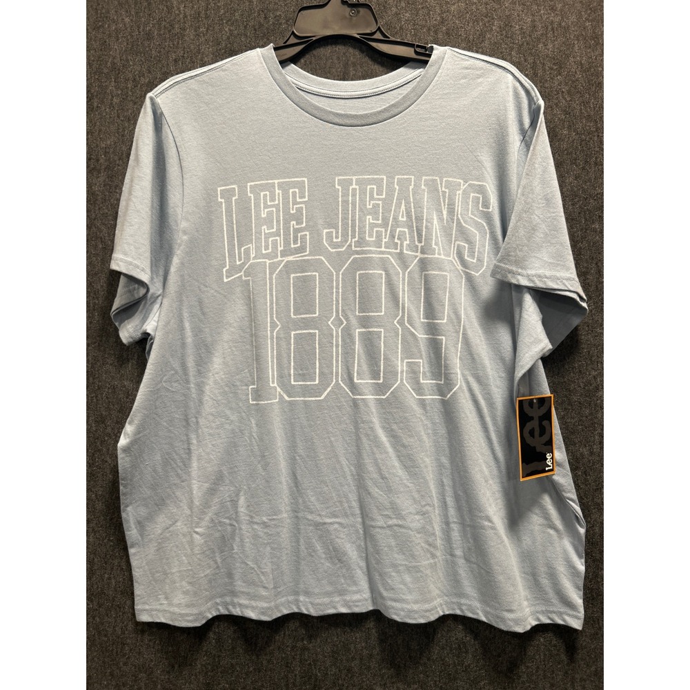 Lee Jeans 1889 Graphic T-Shirt Womens 2X Light Blue Cotton Short Sleeve NWT